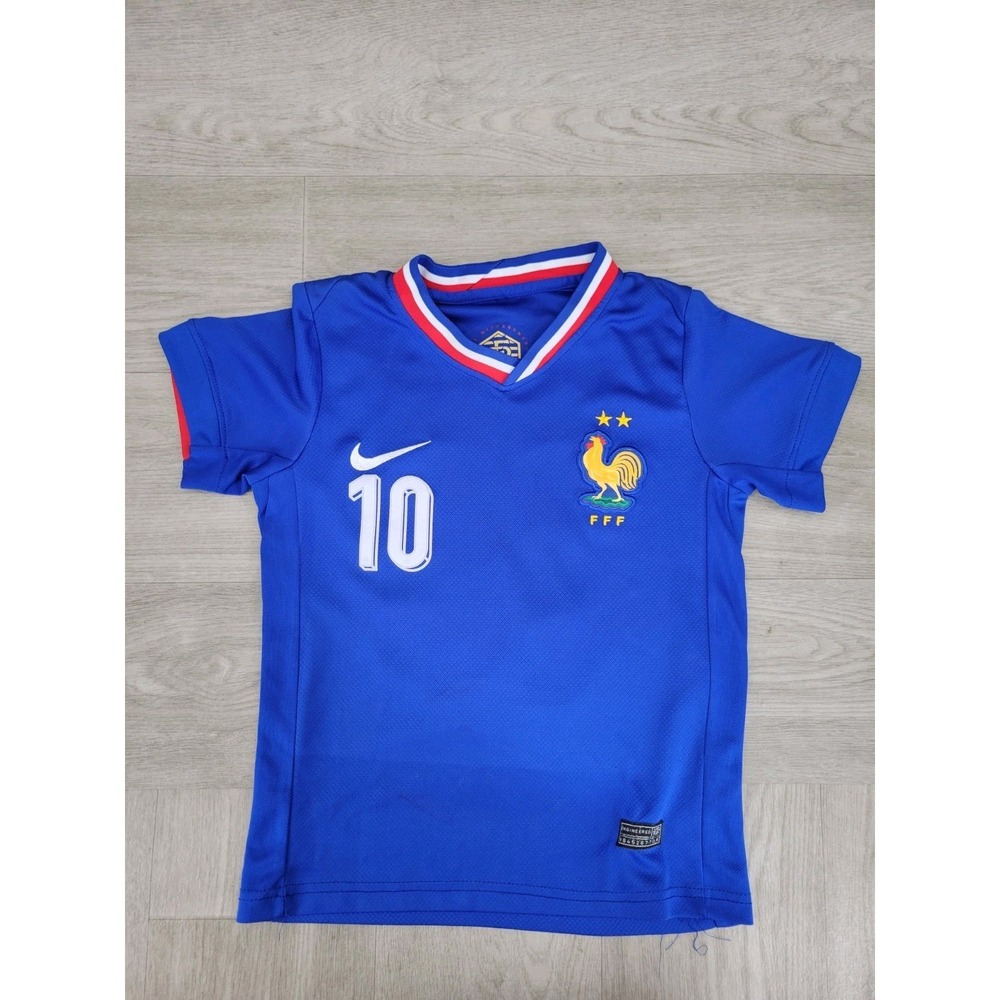 Nike France Mbappe #10 Soccer Jersey Youth Large Kids 20 Blue Dri-FIT Football